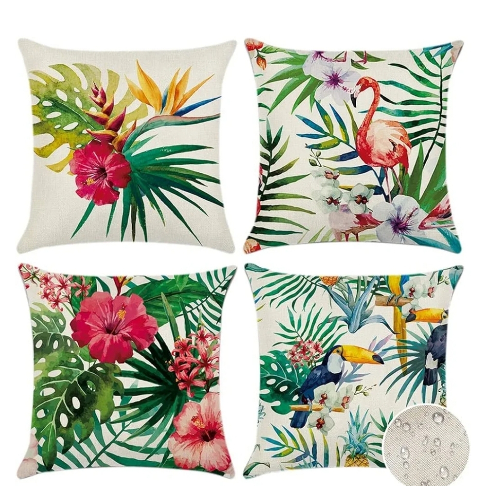 4 Pcs Decorative floral‎ bird pillow cases 18x18